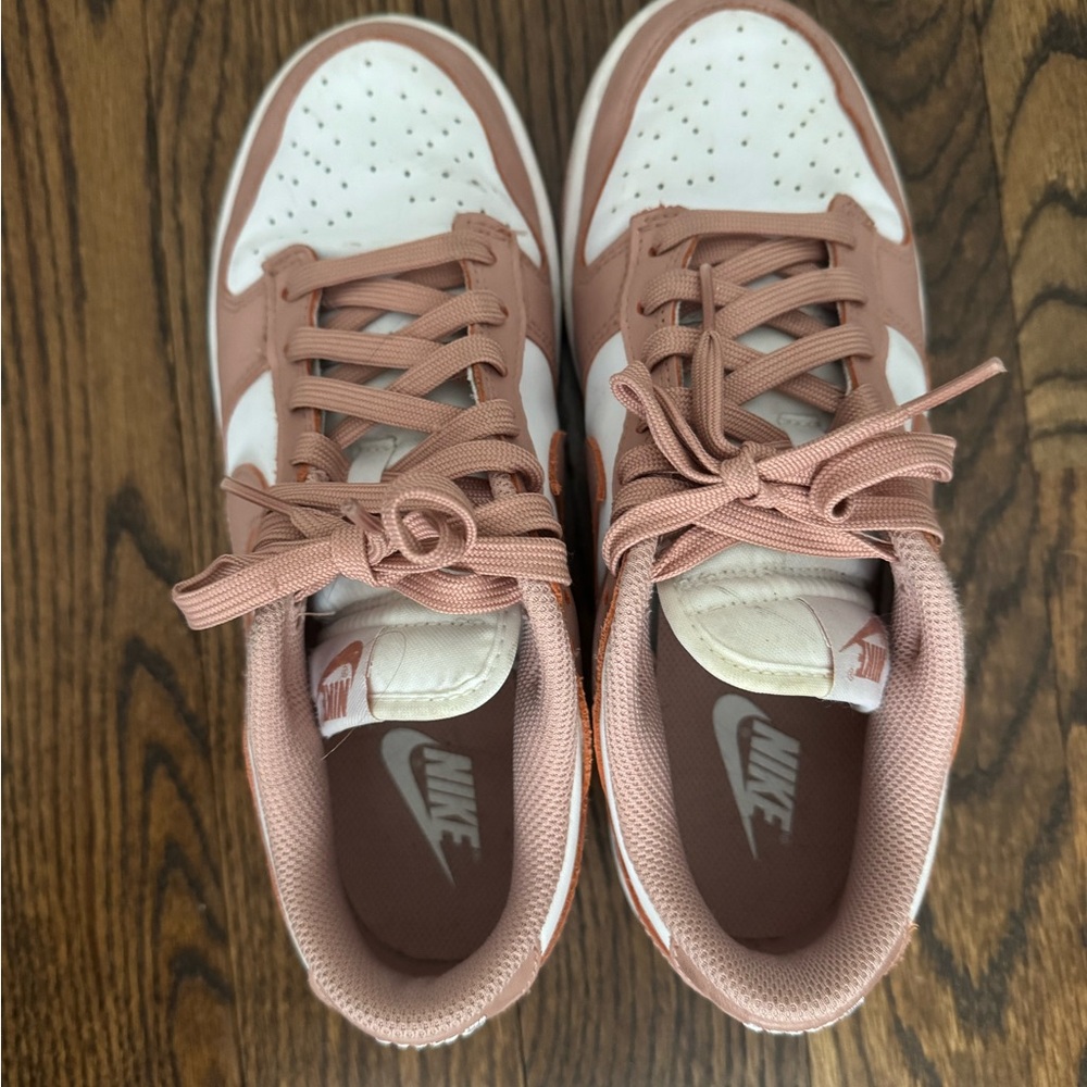 Nike Pink and White Low Dunks